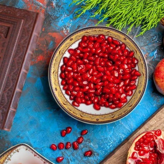 انار خوری 7پارچه لمونژ کاسه بزرگ همراه ست 6 عددی پیاله مناسب انار و آجیل خوری لیلی مجنون طلایی