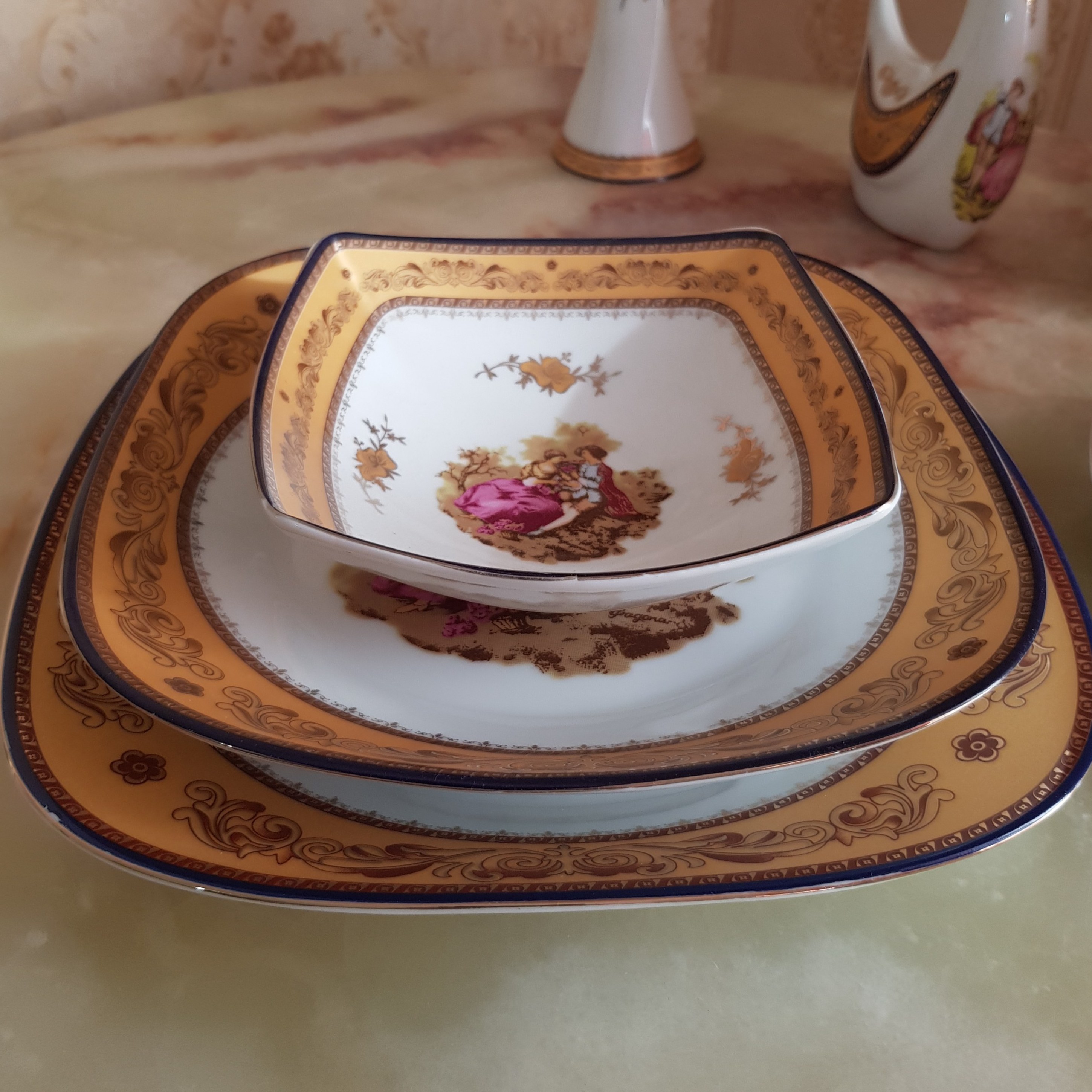 بشقاب گود یا خورشت خوری لمونژ 6 عددی طلایی