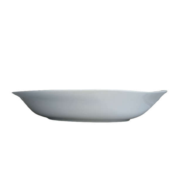 ظرف سرو چینی پردیس کاشان با ابعاد 36×25×5 سانتیمتر و وزن 800 گرم، قابل شستشو با دست و ماشین ظرفشویی، دارای جعبه