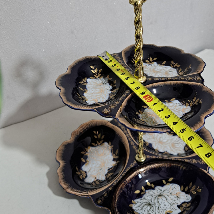 شیرینی خوری دوطبقه یا اردو خوری طرح گل سورمه ای مناسب آجیل مربا ارسال رایگان