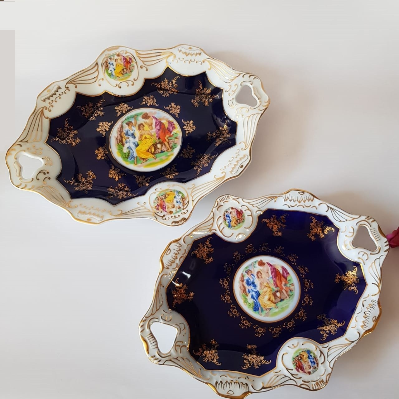دیس شیرینی خوری سه لیلی در دو سایز متوسط و بزرگ سرمه ای اصل چک ارسال پسکرایه کد 2050