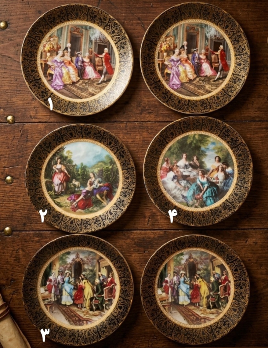 دیوارکوب متوسط طرح دنسی رقص شاهزاده  دنسی و لیلی مجنون چینی رنگی مدل حاشیه دار ۱۹ سانت